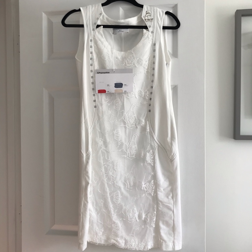 Elisa Cavaletti white lace dress.